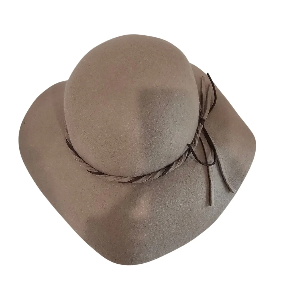 Elegant Tan Women's 100% Wool Floppy Hat
